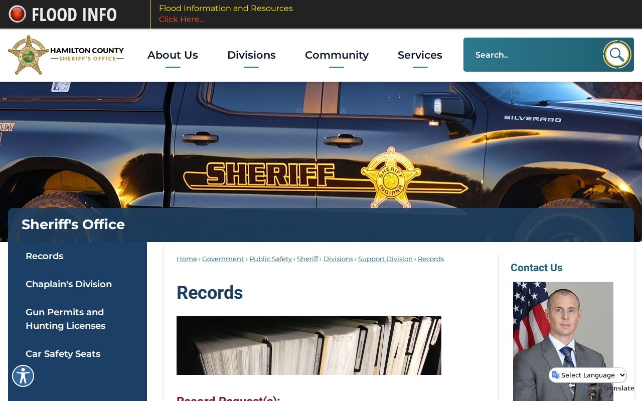 Indiana outstanding warrant phone confirmation information on a county records page