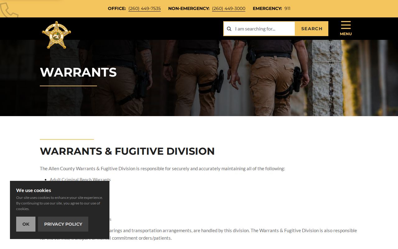Indiana outstanding warrant county sheriff warrant-office instructions