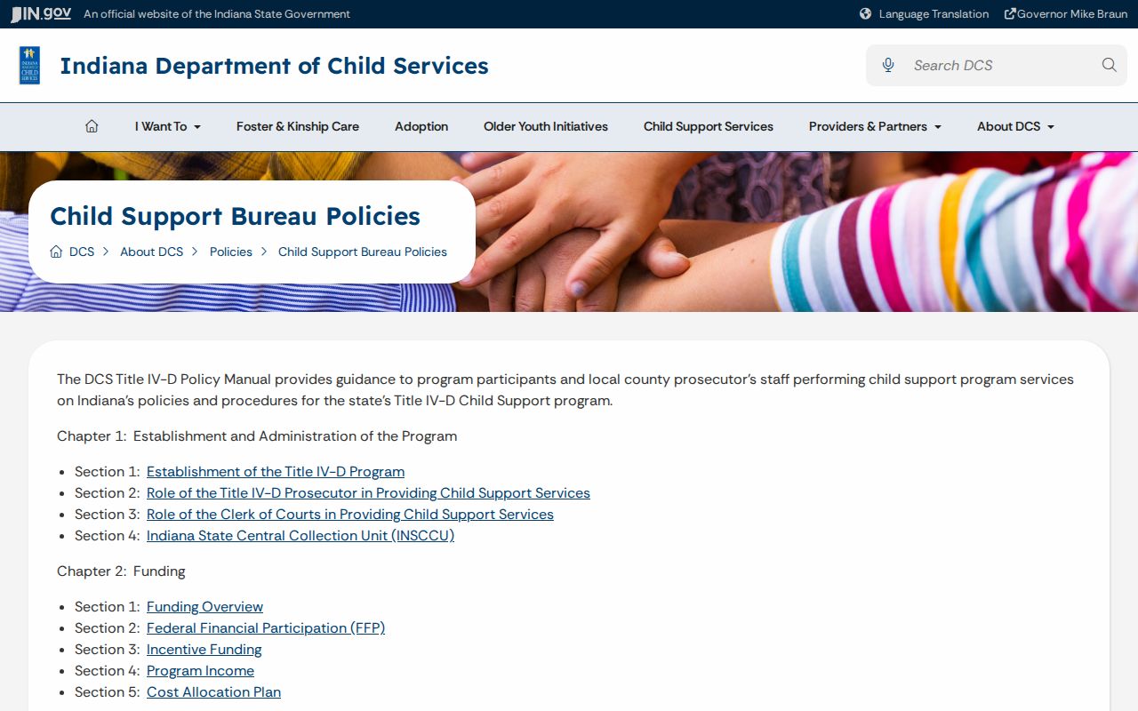 Indiana traffic warrant records: Child Support Bureau policy index