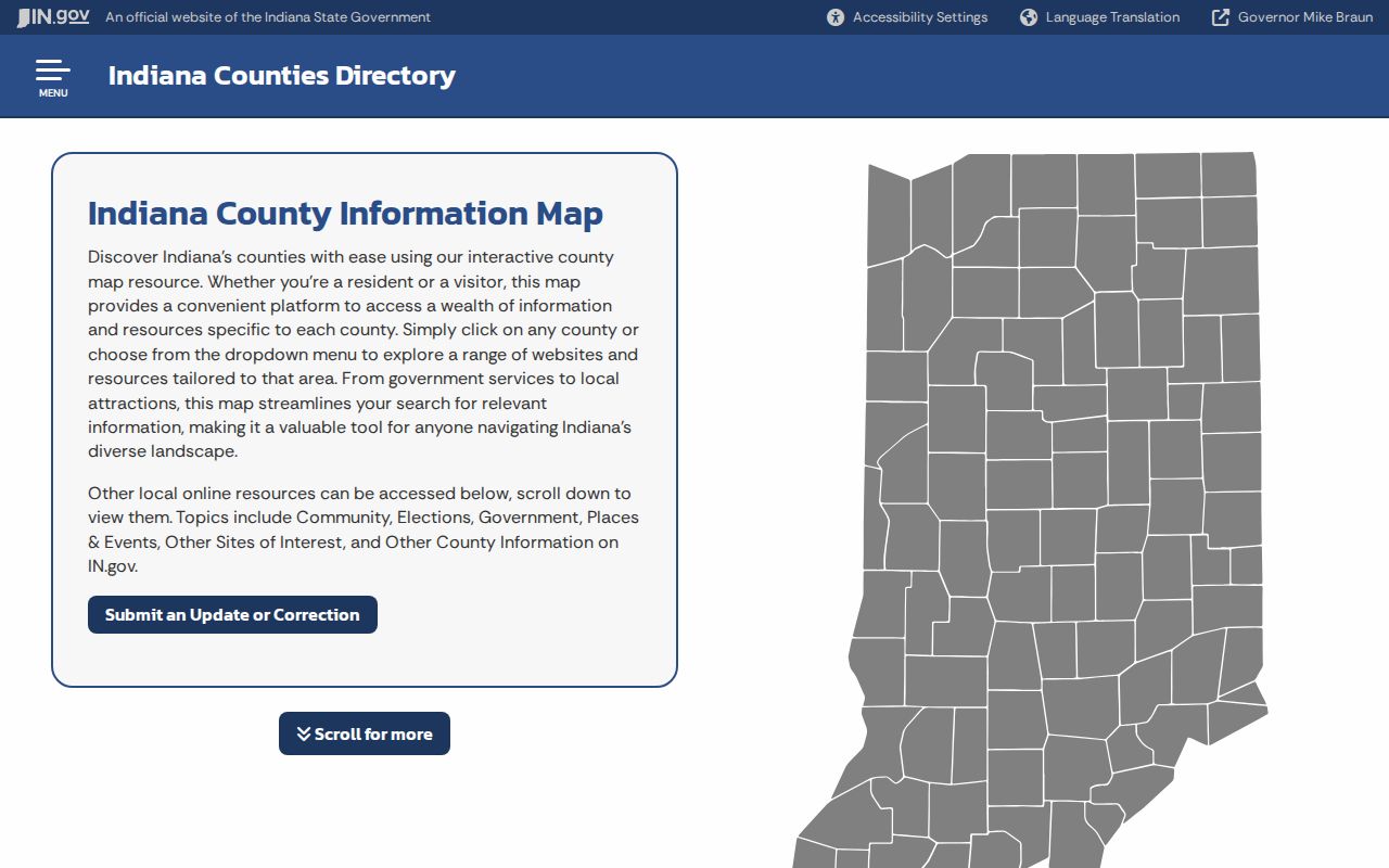Indiana warrant records county navigation and county-seat resource map