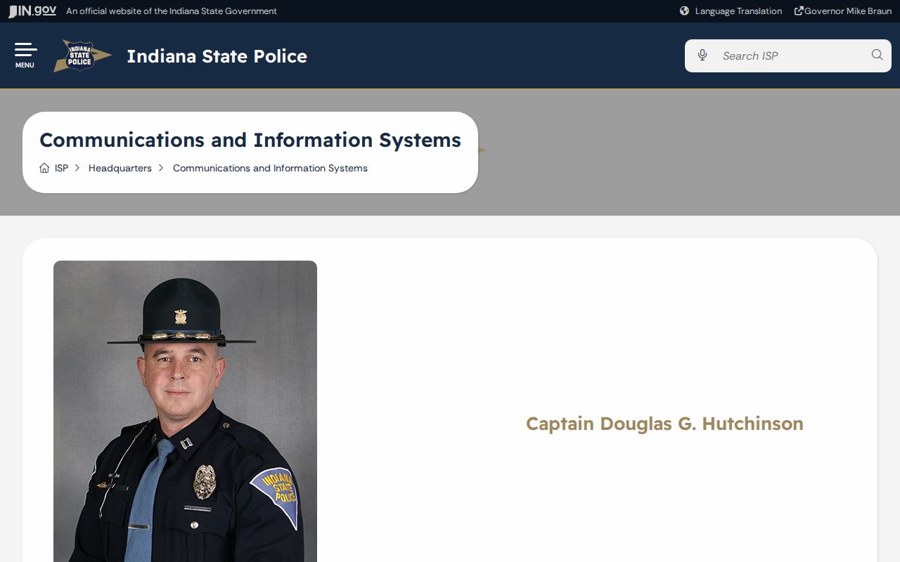 Indiana warrant system records: ISP page showing IDACS administration